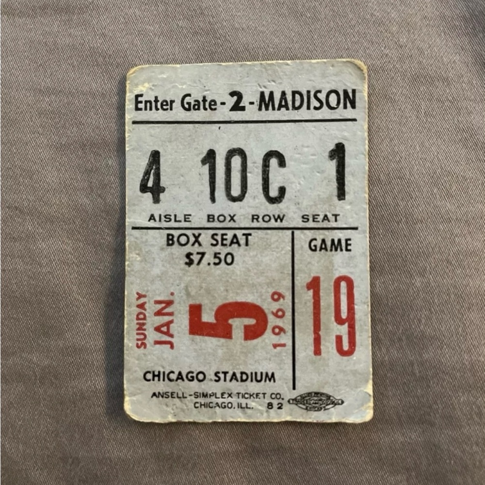 Vintage Chicago Blackhawks Vs Montreal Canadiens January 5, 1969 Ticket Stub NHL